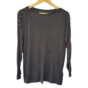 Mos Mosh Long Sleeved Grey Sweater with Gold Button Detail Size Small